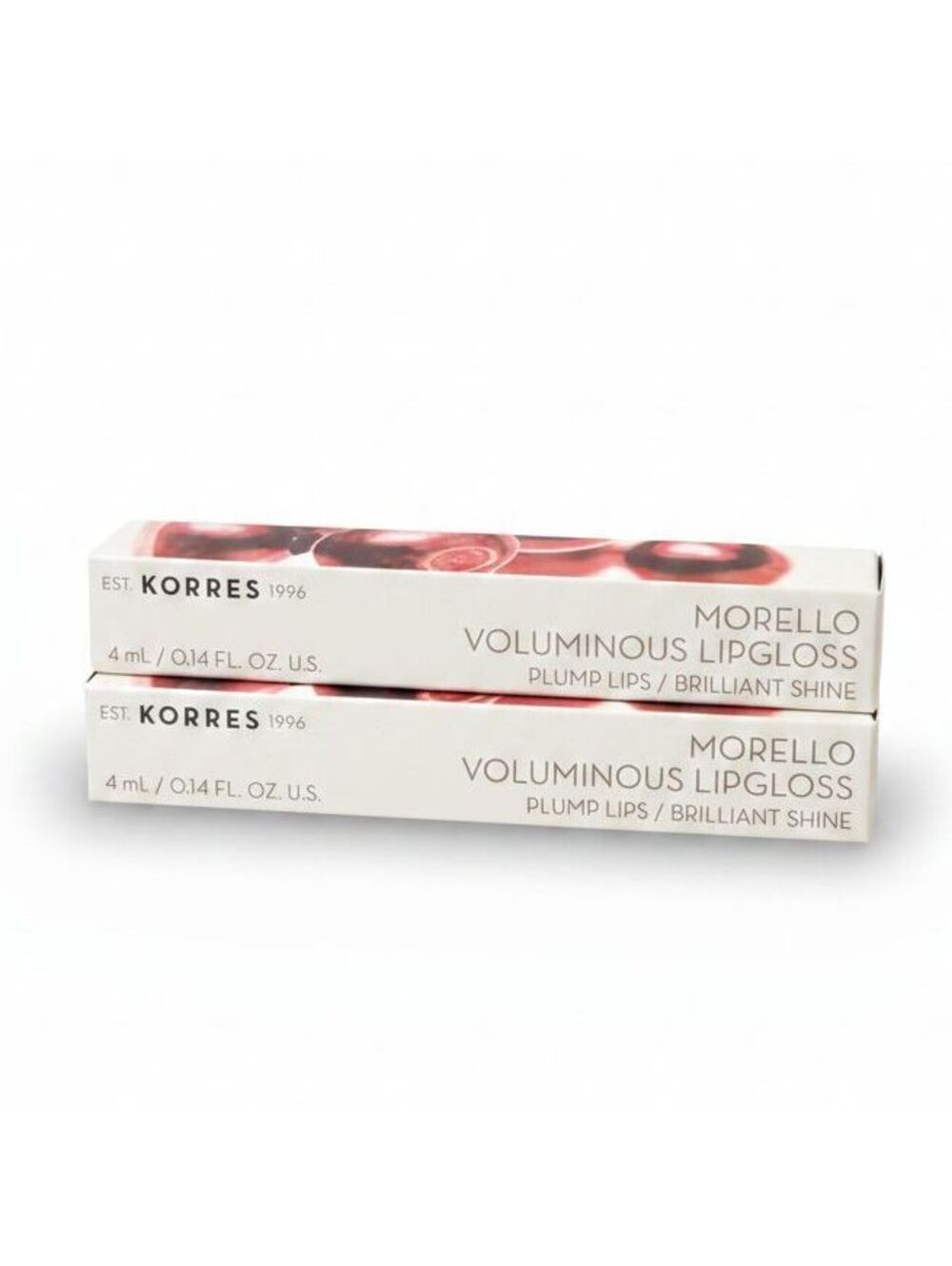 KORRES Morello Lip Gloss 58 Bloody Cherry 4ml NIB 2 x bundle